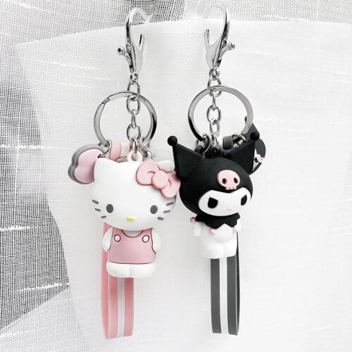 Kawaii cartoon Hello Kitty Cinnamoroll Kuromi Melody Movable doll toy doll key chain model doll bag key chain pendant