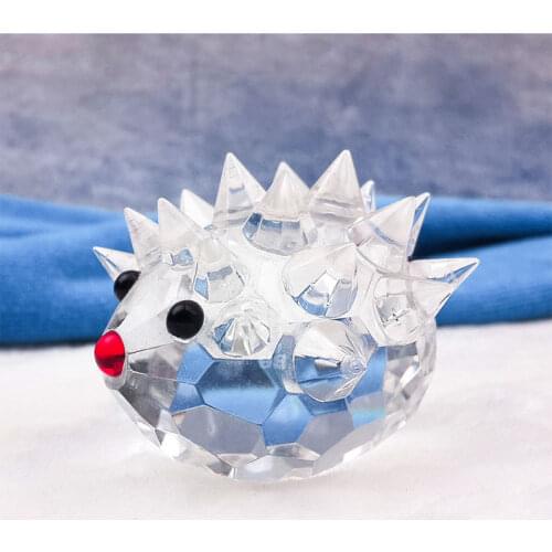 Handmade Lovely Crystal Hedgehog Miniature Figurine Glass Animal Craft Home Decor Ornament Trinket Birthday Gift