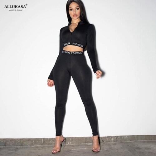 2021 tops Letter Print Sporty Workout Wear Casual Matching Sets Women Skinny Bodycon Tracksuit Zipper Top And Pants Set