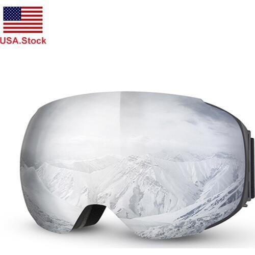 Snowmobile Eyewear Mask Ski Goggles Anti-fog Double Layers UV400 Protection Skiing Skating Detachable Glasses Snowboard Goggles