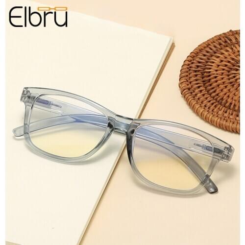 Elbru +1.0 1.5 2.0 2.5 3.0 3.5 4.0 Anti-blue Light Reading Glasses Square Frame Glasses For Men Women Clear Lens eyeglasses
