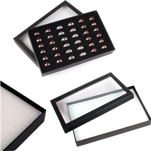 Earrings Display Holder Organizer Practical Show Case Transparent Window PVC 36 Slots Ring Box Tray Jewelry Storage Case