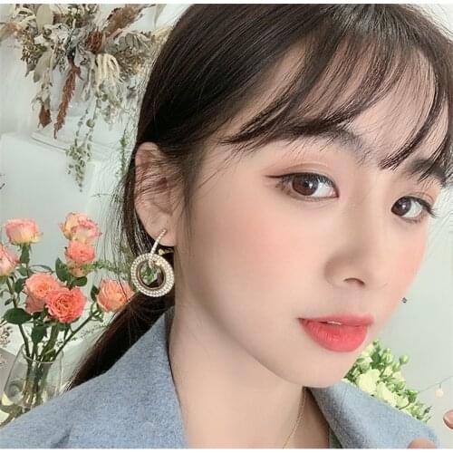 Hot Flash Drill Big circle Earrings Euro-American Exaggerated Earrings Personality Long Earrings Temperament Earrings