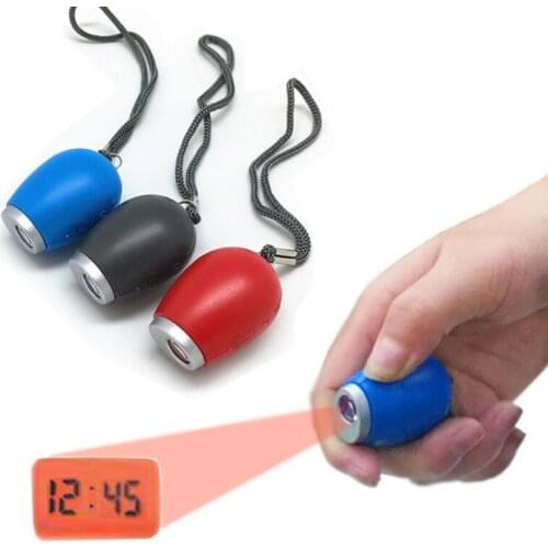 Portable Key Chains Mini Projector LED Clock Digital Projection Alarm Clock Carry Time Flashlight Clock Hanging Rope Table Decor