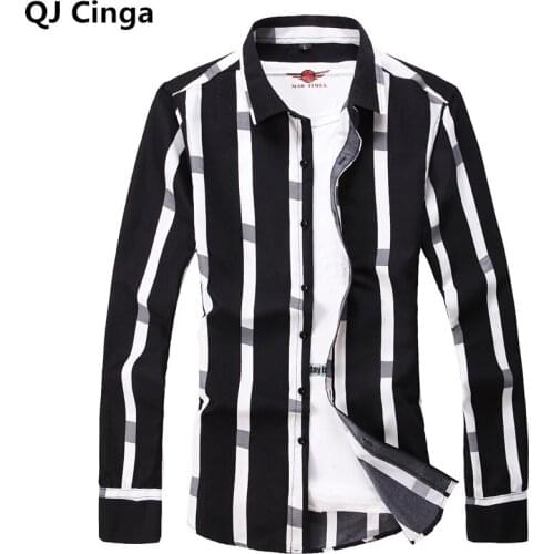 New 2020 Mens Stripe Shirt Slim Fit Fashion Long Sleeve Casual Business Shirts Men Dress Shirts High Quality Camisas S-6XL 7XL