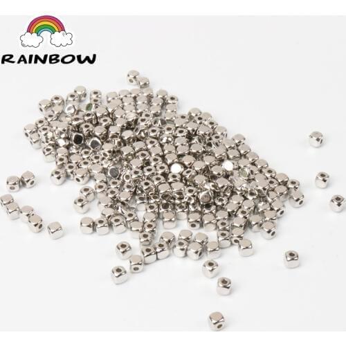 Silver/gold Acrylic Cube Square Shape Spacer Beads For Jewelry Making DIY 3mm 4mm 500pcs