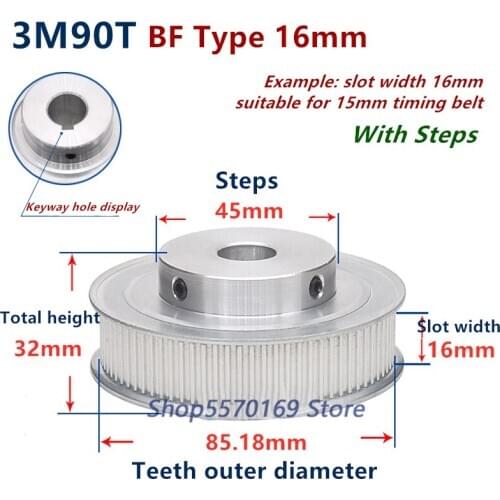 90 Teeth HTD 3M Synchronous Pulley 3m timing pulley Width 16mm 90T 3M timing belt HTD3M Pulley gear bore 6mm-25mm