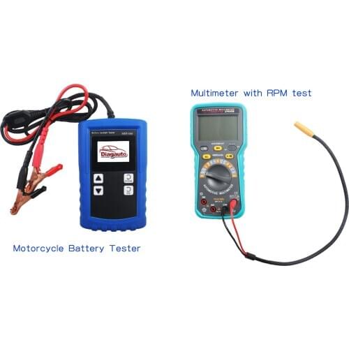 Motorcycle Battery system tester with powerful multimeter with RMP testing function