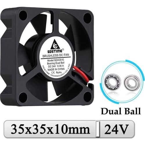 2Pcs Gdstime DC 24V Fan 35x35x10mm Ball Bearing 35mm Axial Brushless 3D Printer Cooler 35mmx10mm 3.5cm Laptop Cooling Fan