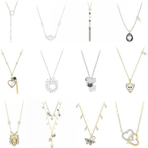 High quality 1: 1 original SWA DIY jewelry simple modern fashion trend necklace white devil eye puppy diamond woman