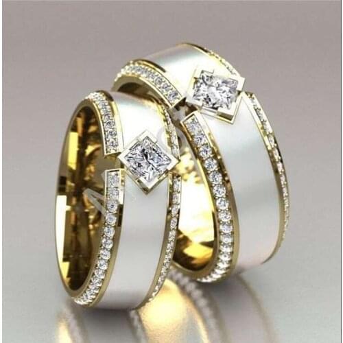 Hot Sale Gold Plating Stainless Steel With Clear Crystal Ring Cover Pure White Enamel Ring For Women Wedding Jewelry Ring Gift