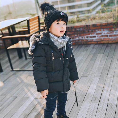 Winter overalls for a boy Real Fur Hooded Coat Big Fur Collar Cotton Down Jacket Coat Baby Girls Snow Coat Jacket