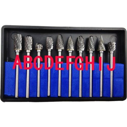 Carbide tungsten steel grinding head rotary file tungsten steel milling cutter woodworking wood carving grinding head 10pcs