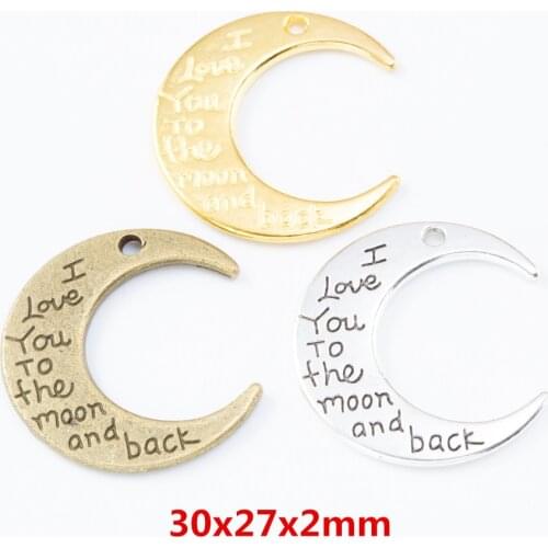 15 pieces of retro metal zinc alloy moon pendant for DIY handmade jewelry necklace making 7849