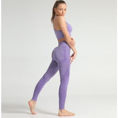 Seamless 2 Piece Women Yoga Set Gym Clothing Fitness Leggings+Crop Top Bra Sport Suit Women sleeveless Tracksuit Active Wear M L