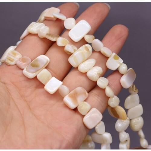 Natural Shell Beaded Irregular Rectangle Mother of Pearl Shell Loose Beads for DIY Necklace Earring Bracelet Jewelry Making Gift