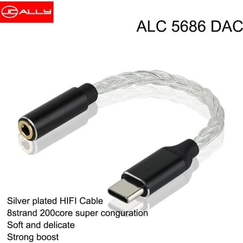 JCALLY Realtek ALC5686 DAC Digital Hi-Res Audio Adapter Decoding Lcable USB typec to 3.5mm for HUAWE SAMSUNG OPPO Android phone