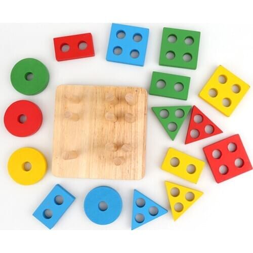 Baby Toys Educational Wooden Geometric Sorting Board Montessori Kids Educational Toys Building Puzzle Child Gift