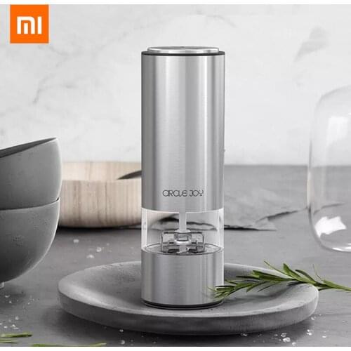 Circle Joy Electric Automatic Mill Pepper and Salt Grinder LED Light 5 Modes Peper Spice Grain Porcelain Grinding Core Mill Kitc