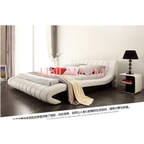 Europe and America Genuine leather bed frame Modern Soft Beds Home Bedroom Furniture cama muebles de dormitorio / camas quarto