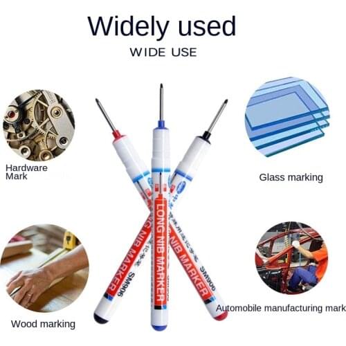 Hot sale 1pc Long Head Markers Bathroom Woodworking Decoration Multi-purpose Deep Hole Marker Pens