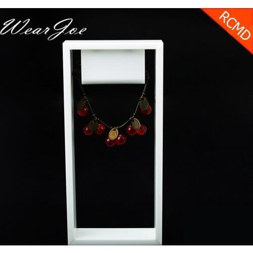 Exquisite White Acrylic Jewelry Pendant Necklace Bracelet Chain Display Show Holder Rack Stand Organizer Magnet Hanger Showcase
