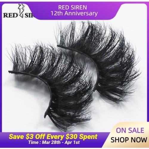 RED SIREN Fluffy Lashes Mink 25mm Wholesale Makeup Dramatic Long Faux Mink Lashes 25mm Mink Eyelashes