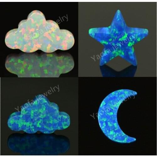 Popular synthetic blue fire opal charms cloud star moon pendent necklace diy jewelry for gifts