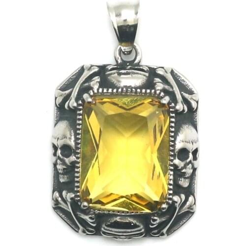 Unisex 316L Stainless Steel Cool Big Stone Skull Pendant