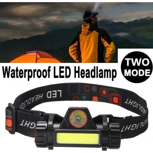 MAYITR 1pc Multifunctional Super Bright COB LED Headlight Waterproof Outdoor USB Charging Headlamp For Camping Fishing Hiking
