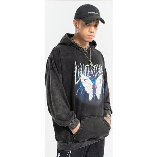 Mens Sweatshirt Spring and Winter 2021 New Cartoon Butterfly Baby Print Sweatshirt Pure Cotton Loose Comfortable Hoodies