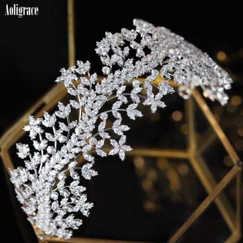 New Cubic Zirconia Princess Crown CZ Wedding Bridal Tiaras Pageant Hair Jewelry Accessories Sweet 16 Quinceanera Headpieces