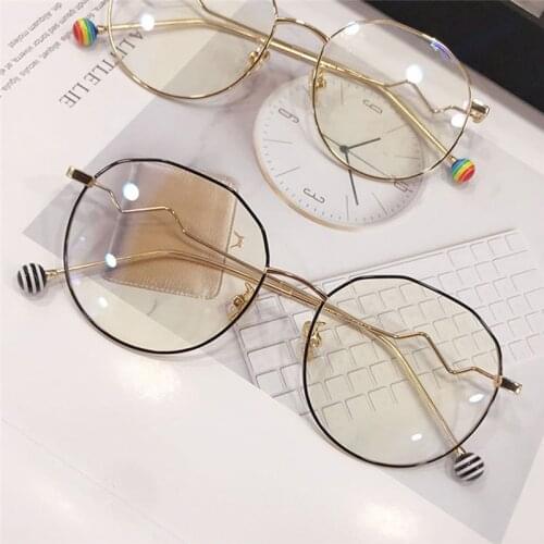 Iboode Fashion Rainbow Lollipop Anti Blue Light Glasses Women Men Metal Big Frame Clear Lens Eyeglasses Vintage Optical Eyewear