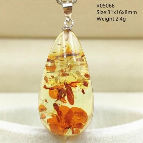 Natural Piebald Amber Yellow Red Pendant Rare Jewelry Reiki Rectangle Water Drop Amber Stone AAAAAA