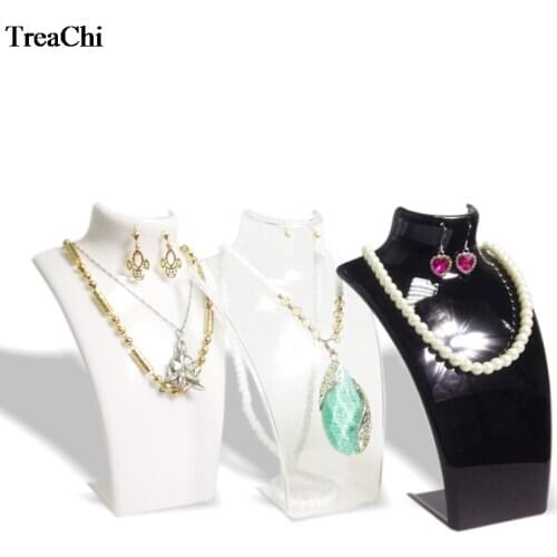 Sale Acrylic Jewelry Display Bust Black White Clear Necklace Jewelry Mannequin Holder Earring Pendant Display Holder Stand 21cm