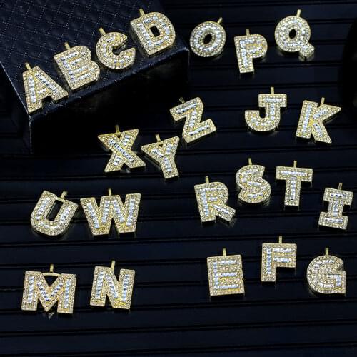 1Pcs Rhinestone Letters Charms Golden Alloy 26 Alphabets Pendants Wholesale For Necklace DIY Supplies Jewelry Making Components