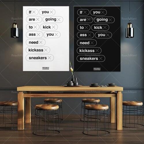 Sneakers poster (blackout version), typographic printing, phrases and proverbs, sneaker quotes