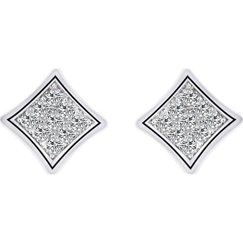 Top Quality Trendy Style Square Shape White Gold Color Earring Cubic Zirconia Stud Earring Wholesale GLE0999