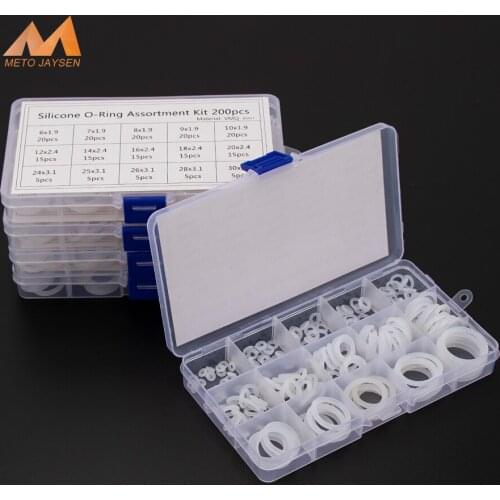 Silicone VMQ White Sealing O-rings CS1mm 1.5mm 1.9mm 2.4mm 3.1mm OD 6mm-35mm Durable Gasket O Rings Assortment Kit 150-225pcs S6
