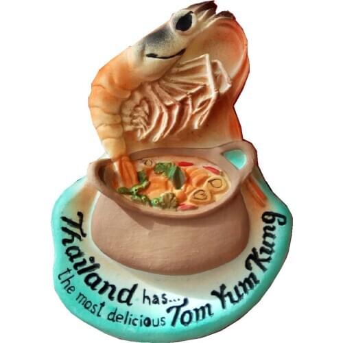 Features Thai Tom Yum Kung Soup Hand-Painted Aromatherapy 3D Fridge Magnets Travel Souvenirs Refrigerator Magnetic Sticker