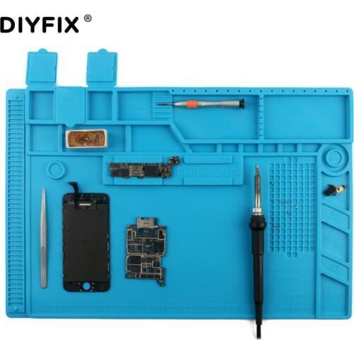 DIYFIX S-170 Heat Insulation Soft Silicone Soldering Pad Mat Desk Maintenance Platform for Electrical Components Repair Station