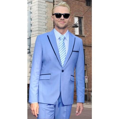 TPSADDE Custom Made Sky Blue Men Suits Party Prom Tuxedos Summer Beach Wedding Men Suits Blazer 2 Pieces (Jacket+Pants+Tiebow)