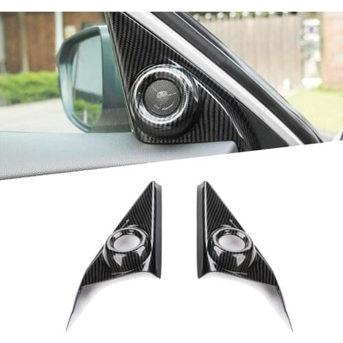 Carbon Fiber Interior Mouldings Interior Front Door Triangle Audio Speaker Cover Trim Sticker For Honda Civic 10th 2016 2017 18