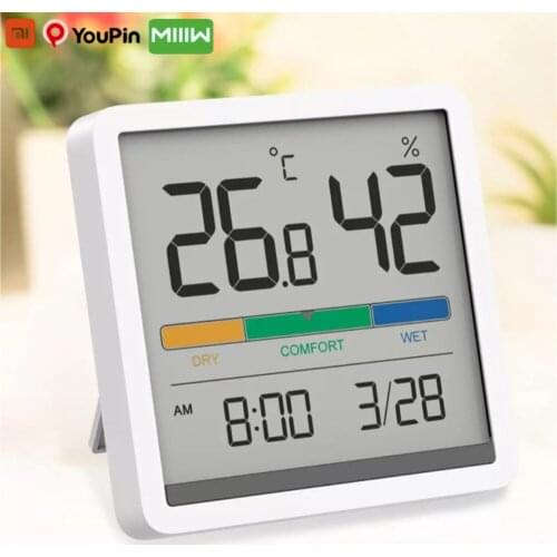 Xiaomi Youpin Miiiw Mute Temperature And Humidity Clock 3.34inch Huge LCD Screen Thermometers Sensor Baby Room Smart Home