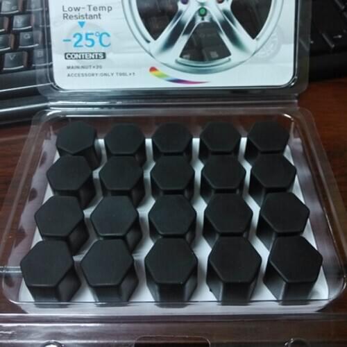 New 17/19/21 Silicone Car Wheel Hub Screw Nut Decoration Cap Cover black Car Accessories Styling Protective Bolt 20pcs