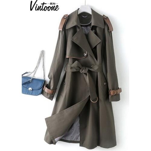 Windbreaker Womens 2021 Spring New Mid Long Temperament Korean Waist Close Slim British Long Knee Spring and Autumn Coat