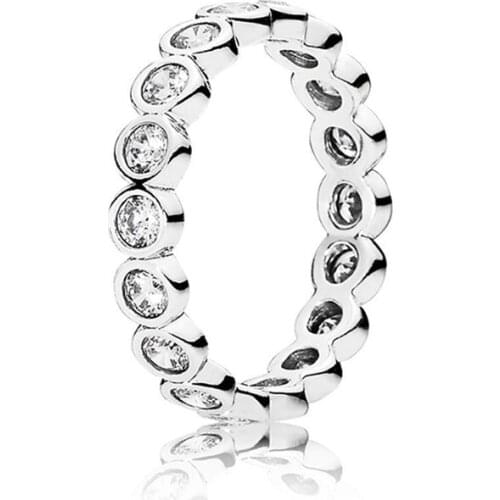 925 Sterling Silver Clear CZ Small Round Eternity Stackable Pan Rings for Women Jewelry Free ShiPing Wholesale