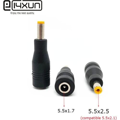 1pcs 5.5x1.7/5.5*1.7mm female jack to 5.5x2.5 (compatible 5.5x2.1mm) male Plug DC Power Connector Adapter Laptop Charging Plug