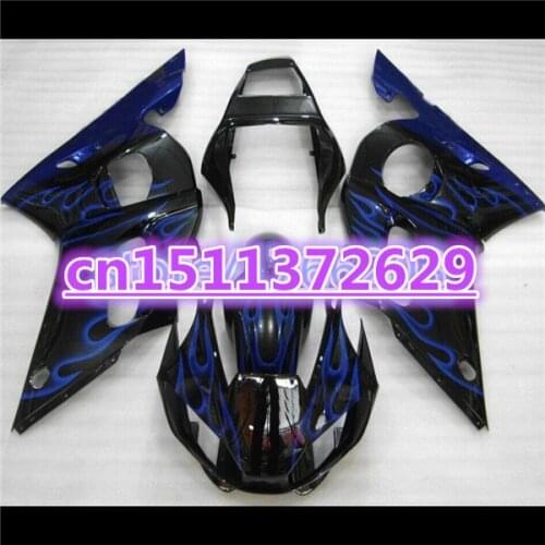 100%new Fairing kit for (Dor) YZFR6 98-02 YZF R6 98 99 00 01 02 blue flame black YZF600 R6 1998 99 00 01 2002 ABS fairing parts