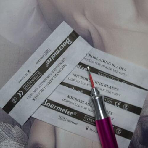 100pcs Tattoo Needles Microblading Ebori Blades Needles Tattoo needles Permanent Makeup Needle 7RL Manual Eyebrow Blades